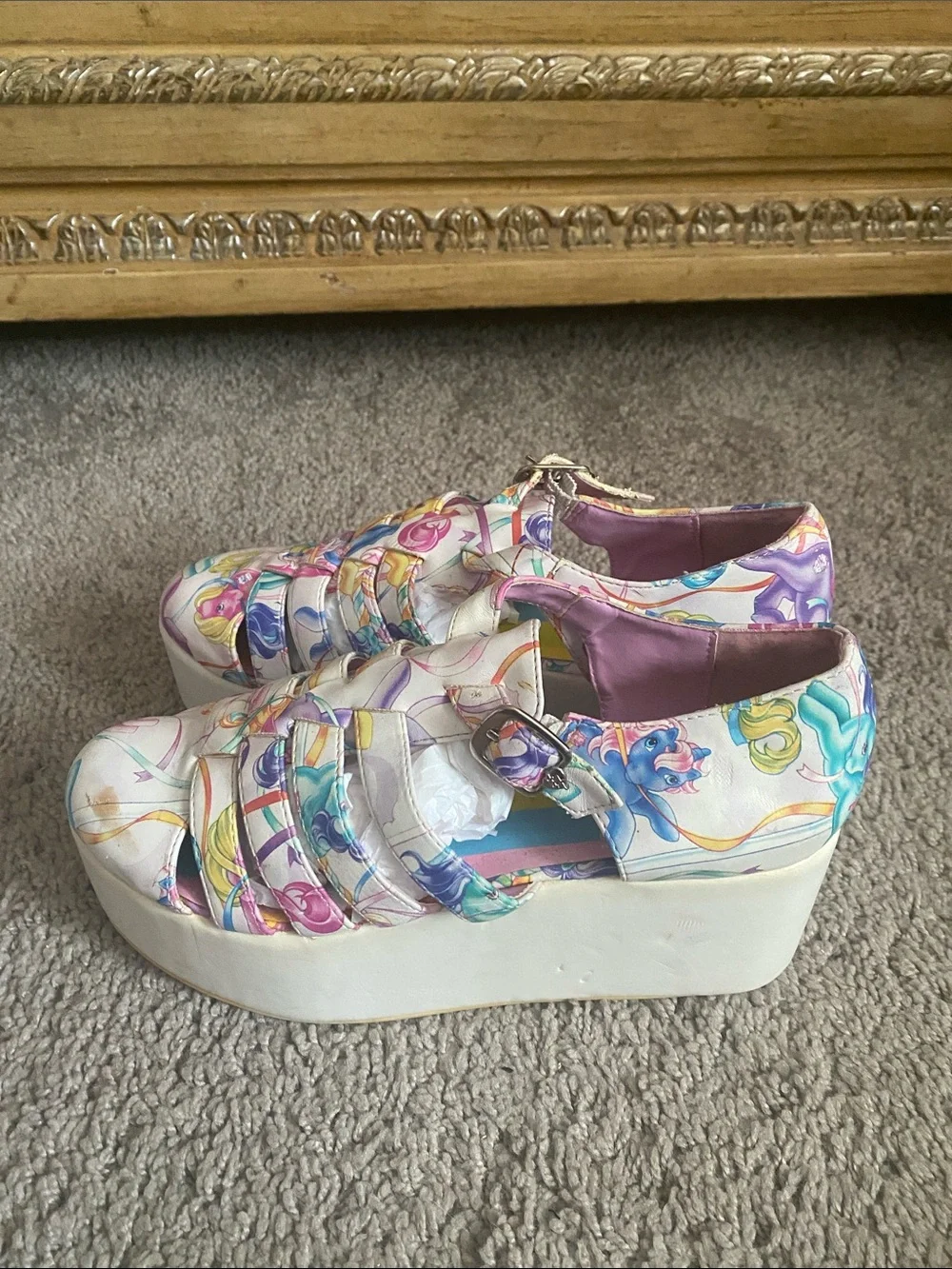 Iron Fist My little pony Multi-Color Printed platform sandals size 6 US